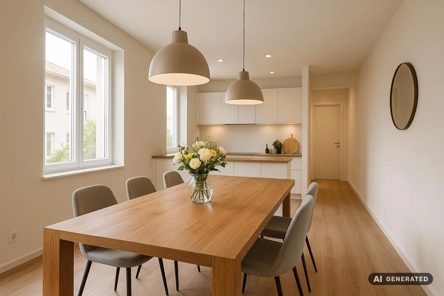 Ein stilvoll eingerichtetes Esszimmer eines Familienhauses in Erfurt, nach Home Staging