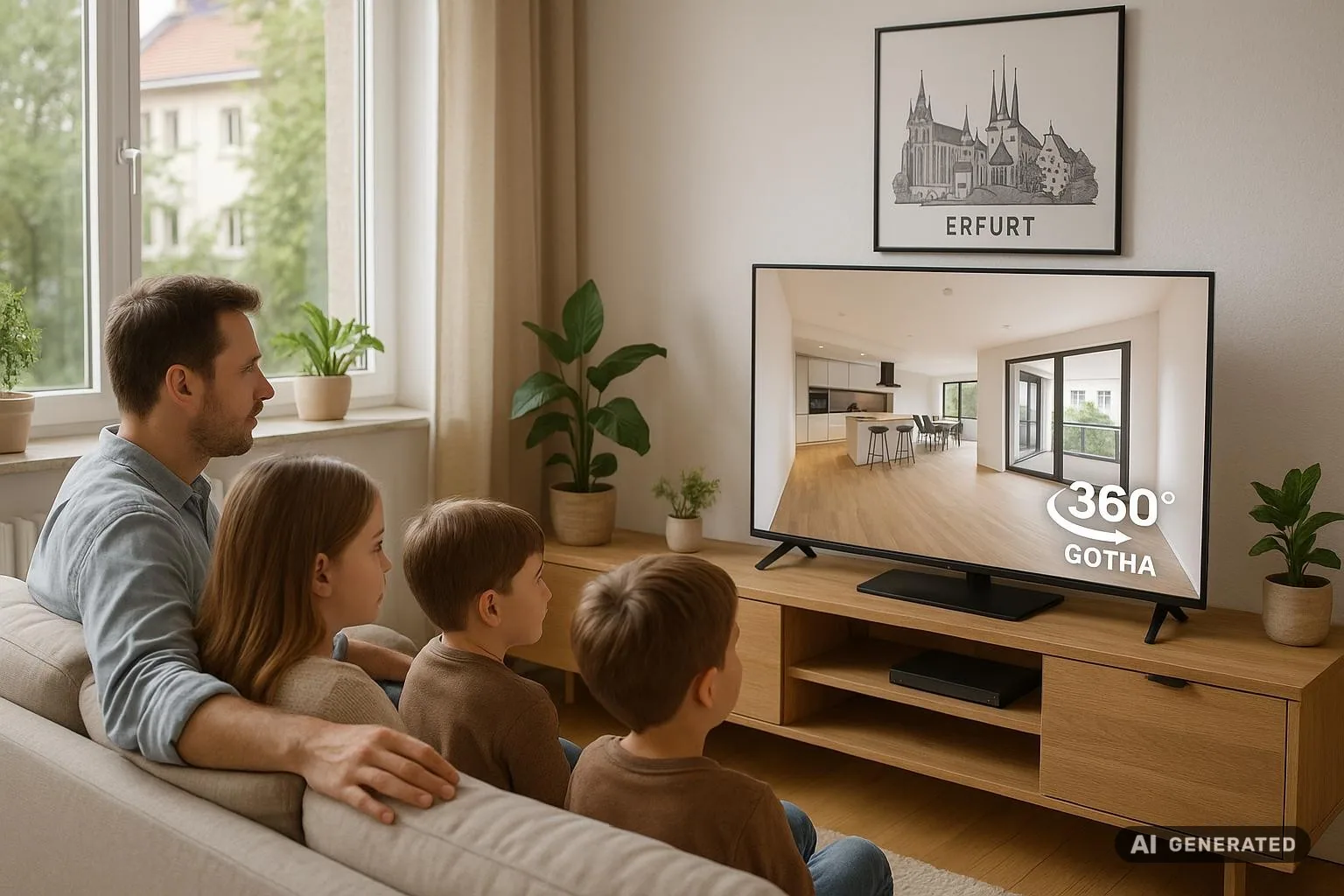 Junge Familie erlebt virtuelle Hausbesichtigung in Erfurt