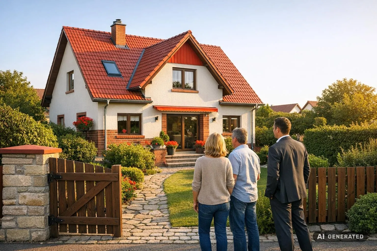 Außenansicht eines gepflegten Wohnhauses in Erfurt im warmen Abendlicht – Symbol für einen fairen Verkauf.