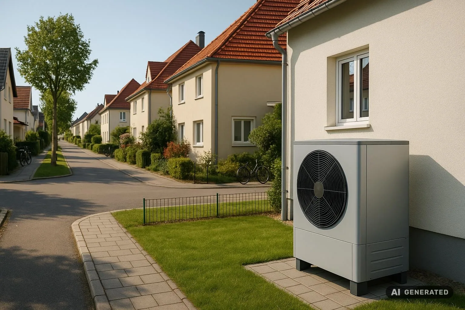 Einfamilienhäuser in Erfurt mit sichtbarer Außenwärmepumpe